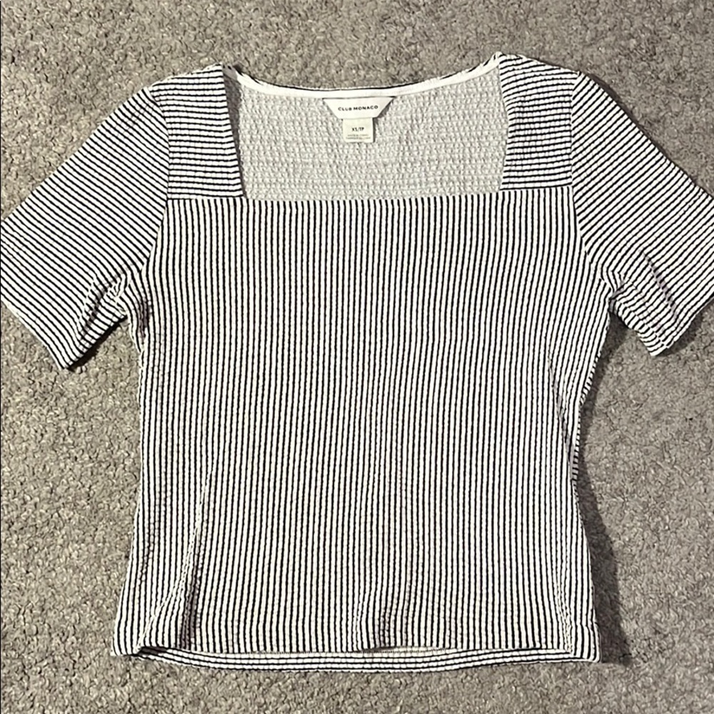 Club Monaco Striped Short Sleeve Top